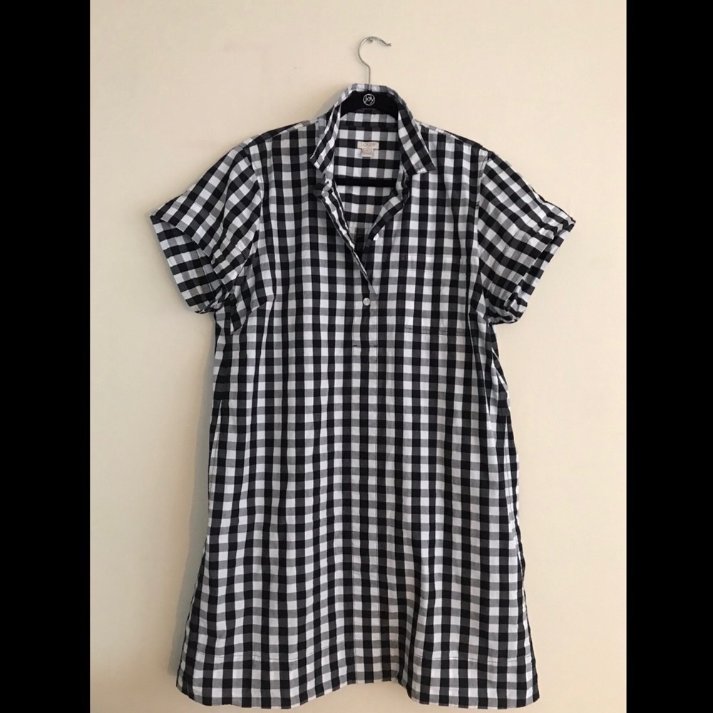 J. Crew Gingham Short-Sleeve Shirtdress